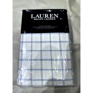 Lauren Ralph Lauren Flannel Pillowcases Millerton Blue Plaid Size King 20 x 40